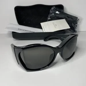 This butterfly Balenciaga sunglass BB0154s black frame with grey lenses. Balenciaga | Accessories | This Butterfly Balenciaga  main image 2